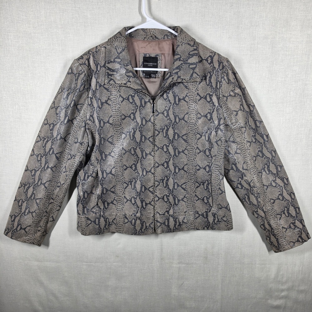 Colebrook Co Leather Jacket Womens Large Animal Print Edgy Snakeskin Street wear
